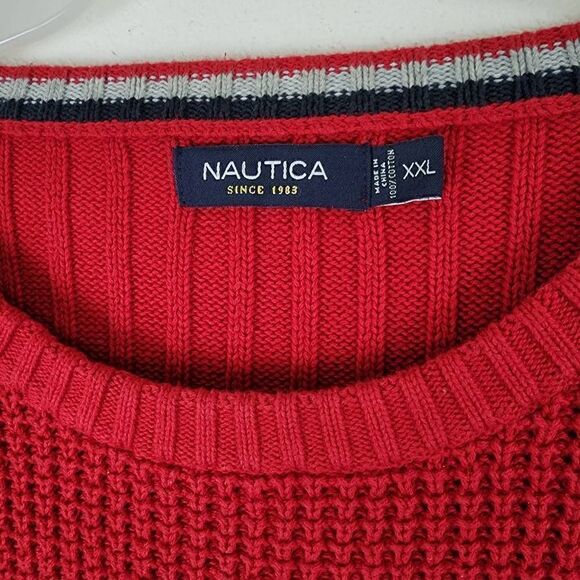 Nautica Men's Red Long Sleeve Knitted Pullover Sweater Size 2XL - Picture 8 of 11
